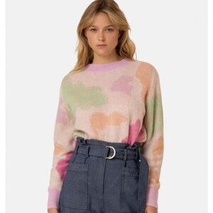 FRNCH Paris pastel crewneck sweater mohair wool blend size small multicolor